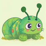 Cute green caterpillar cross stitch kit for beginners