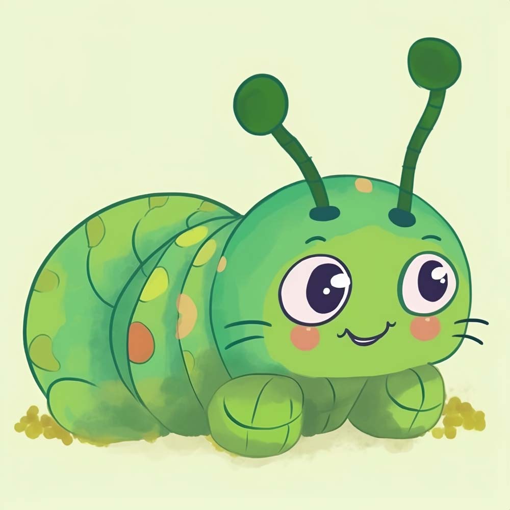 Cute green caterpillar cross stitch kit for beginners