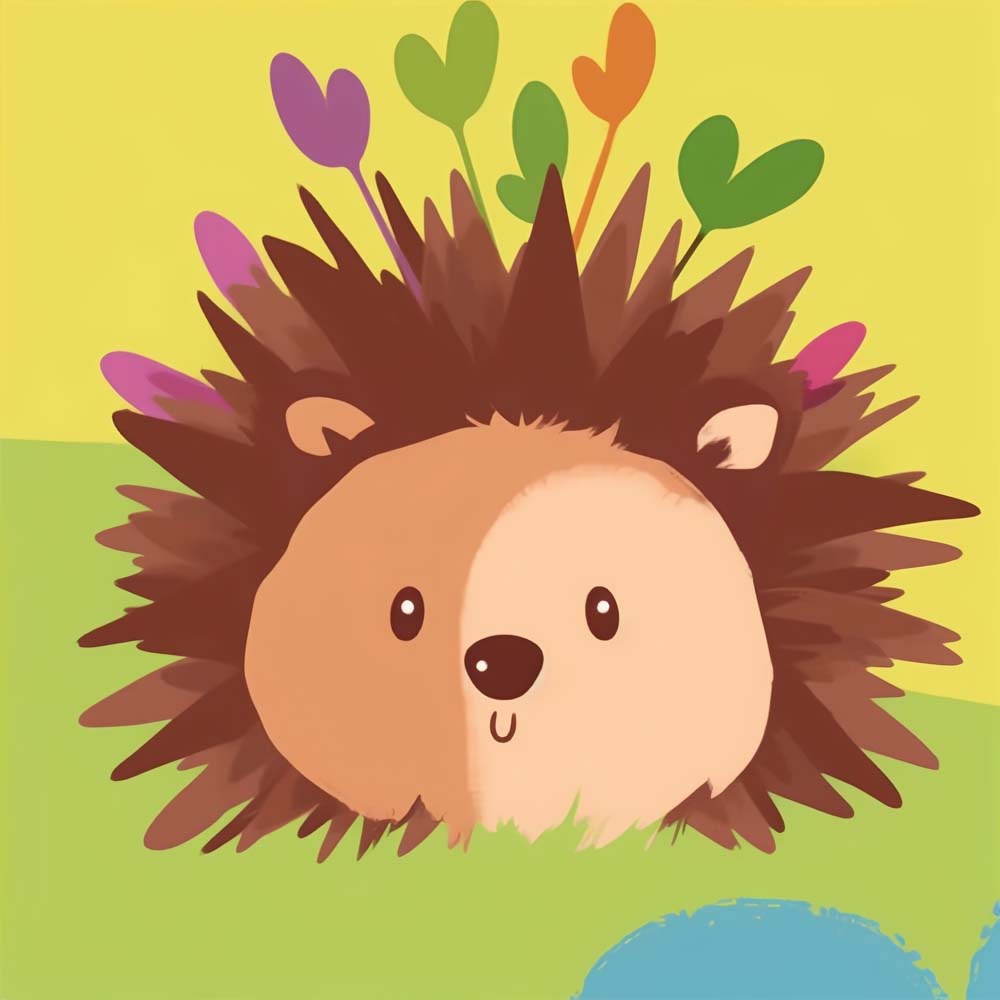 Cute hedgehog with blooms cross stitch kit for beginners
