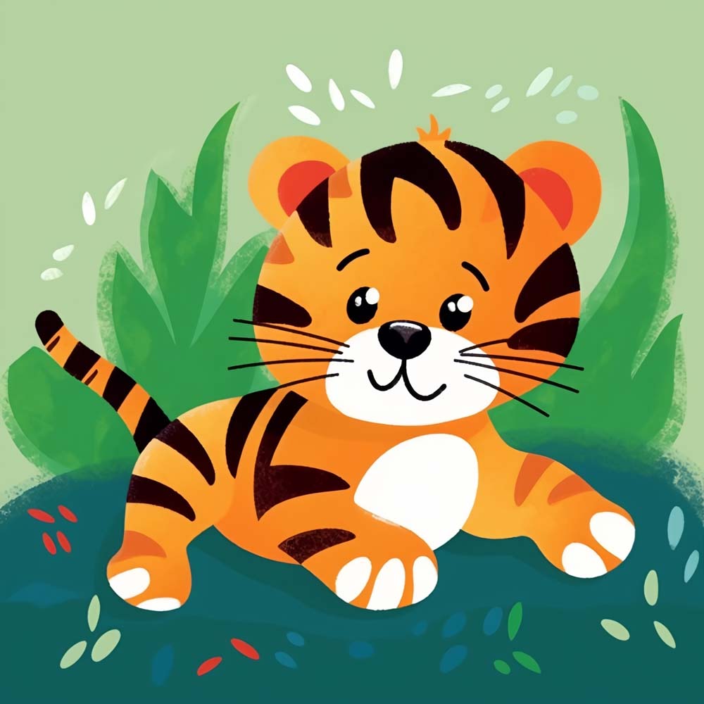 Cute jungle tiger cub cross stitch kit for beginners