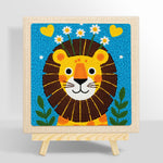 Cute lion with daisies punch needle kit for beginners