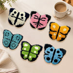 Cute novelty butterflies punch needle coasters used for home decoration