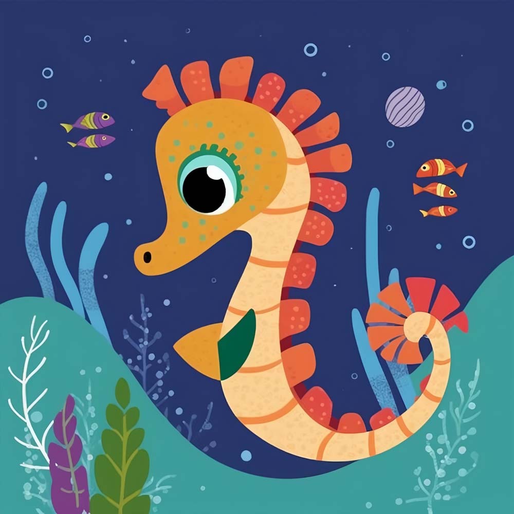 Cute ocean seahorse cross stitch kit for beginners