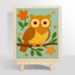 Cute owl on branch punch needle kit for beginners