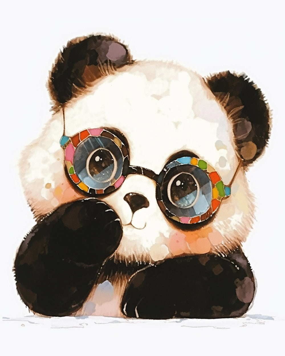 Cute panda with glasses cross stitch kit for beginners