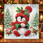 Cute penguin hugging little snowman pearl diamond painting kit for beginners