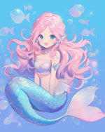 Cute pink‑haired mermaid cross stitch kit for beginners