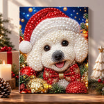 Cute poodle in santa hat pearl diamond painting kit for beginners
