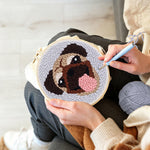 Creating handmade cute pug punch needle artwork