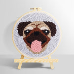 Cute pug punch needle kit for beginners
