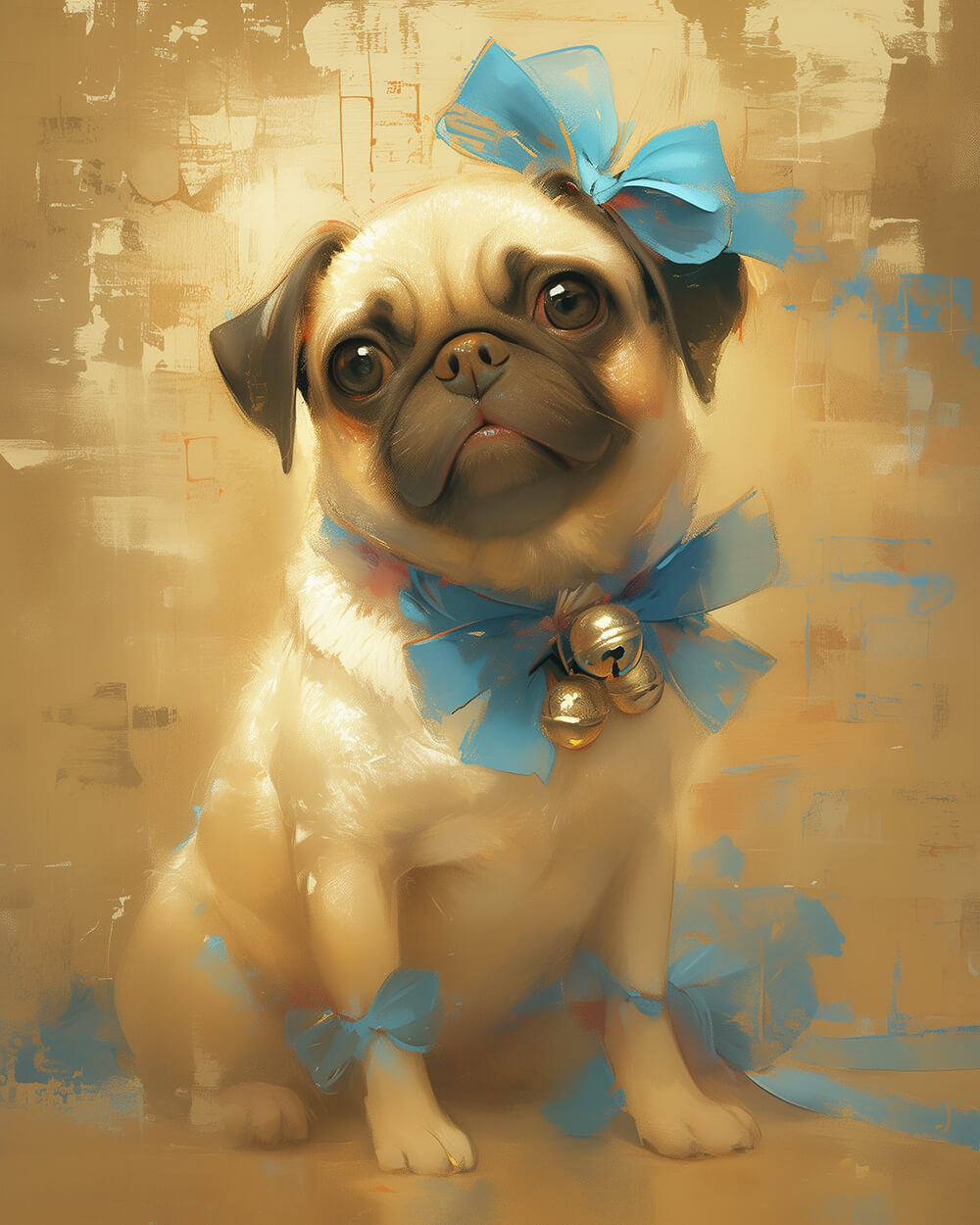 Cute pug with bows cross stitch kit for beginners