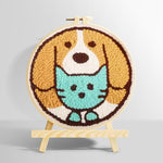 Cute puppy and cat punch needle kit for beginners