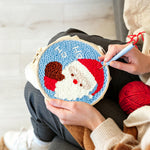 Creating handmade cute santa claus “ho ho” punch needle artwork