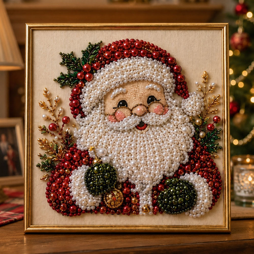 Cute santa face pearl diamond painting kit for beginners