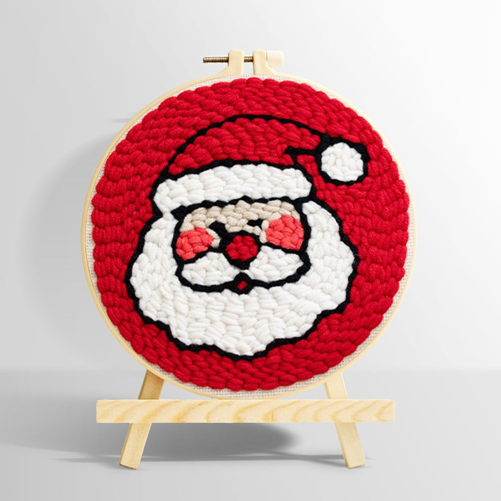 Cute santa face punch needle kit for beginners