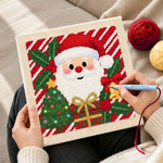 Creating handmade cute santa portrait punch needle artwork