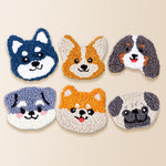 Cute shiba inu, corgi and pug punch needle coaster kit finished handmade coasters