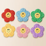 Cute smiley face flowers punch needle coaster kit finished handmade coasters