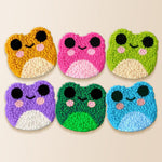 Cute smiling frogs punch needle coaster kit finished handmade coasters