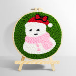 Cute snowman in santa hat punch needle kit for beginners