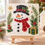 Cute snowman sea glass art kit finished artwork on display