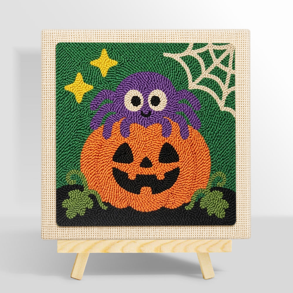 Cute spider pumpkin punch needle kit for beginners
