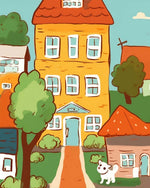 Cute town cottage cross stitch kit for beginners