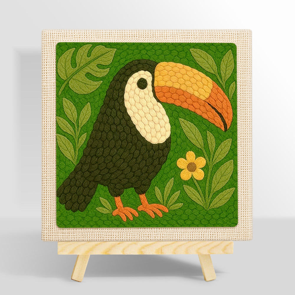 Cute tropical toucan punch needle kit for beginners