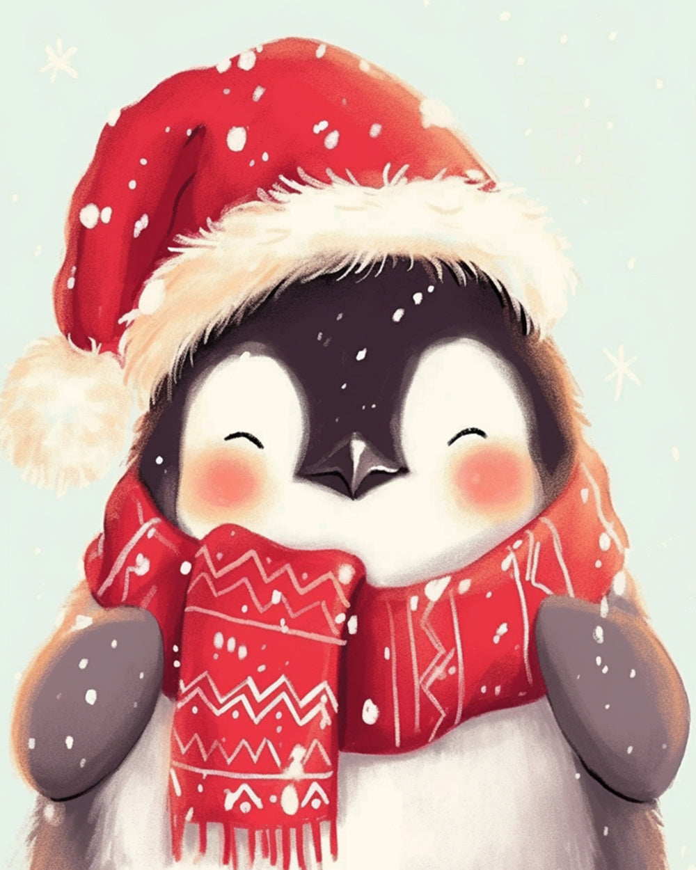 Cute winter penguin cross stitch kit for beginners