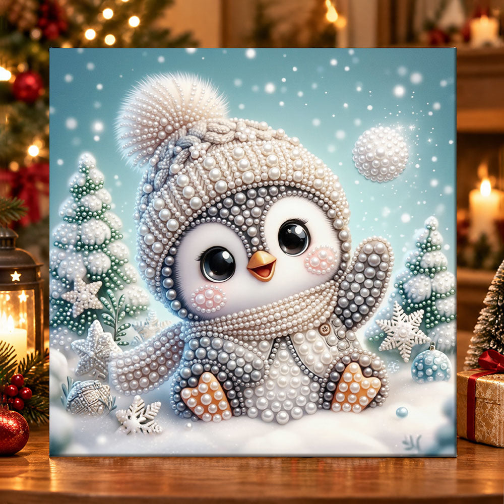 Cute winter penguin pearl diamond painting kit for beginners