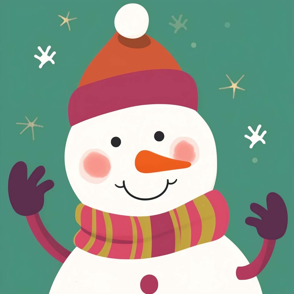Cute winter snowman illustration cross stitch kit for beginners