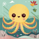 Cute yellow octopus cross stitch kit for beginners