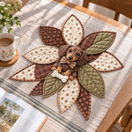 Dachshund handmade quilted bow displayed on a table as seasonal home decor