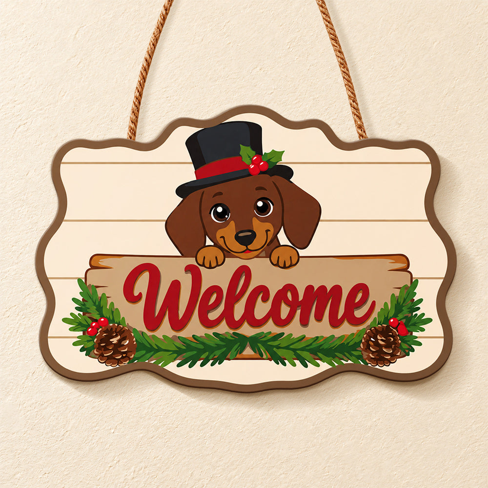 Dachshund welcome paint by numbers door hanger finished design