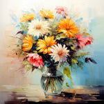 Daisies glass vase cross stitch kit for beginners