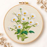 Daisies on beige background embroidery kit
