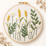 Daisy and wheat embroidery kit
