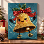 Dancing golden christmas bell pearl diamond painting kit for beginners