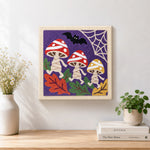 Dancing halloween mushrooms punch needle kit for beginners