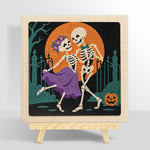 Dancing skeleton couple punch needle kit for beginners