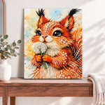 Finished dandelion squirrel pearl diamond painting artwork displayed as home decor