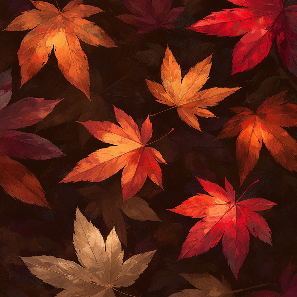 Dark autumn maple leaves cross stitch kit for beginners