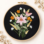 Dark background lilies embroidery kit