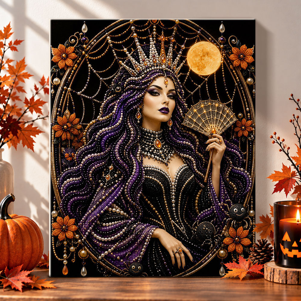 Dark moon queen with fan pearl diamond painting kit for beginners