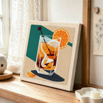 Dark spirit cocktail punch needle artwork displayed on a table