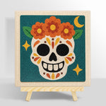 Day of dead floral skull punch needle kit for beginners