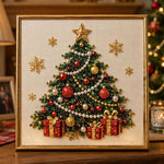 Decorated christmas tree with gifts pearl diamond painting kit for beginners
