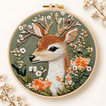 Deer and wild daisies embroidery kit