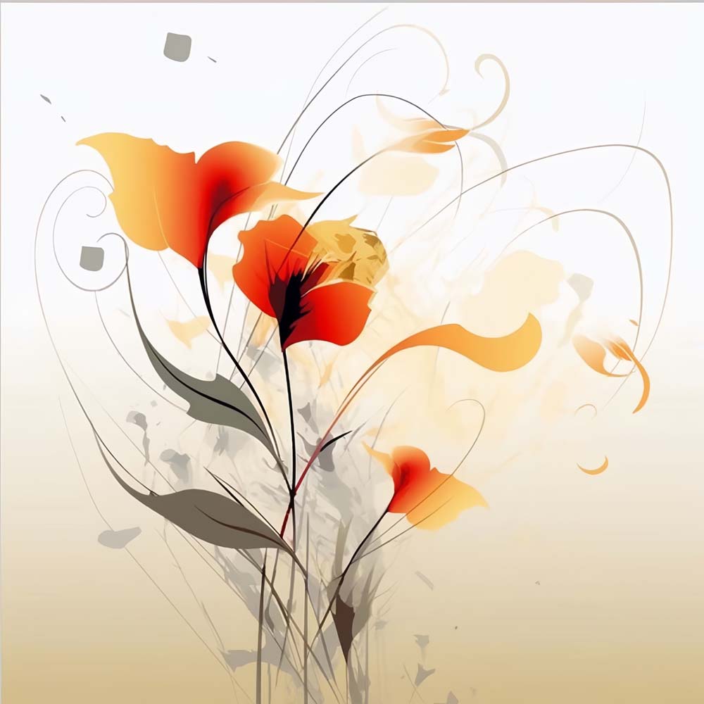 Delicate abstract floral art cross stitch kit for beginners