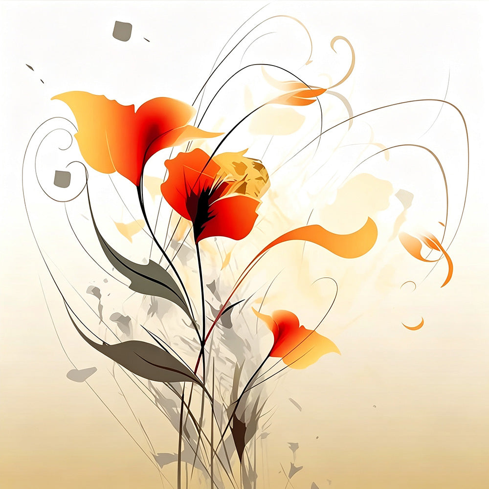 Delicate abstract floral art paint by numbers kit for beginners